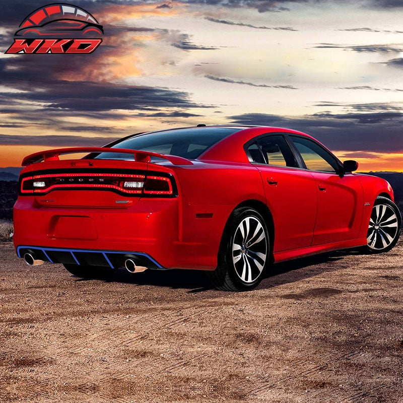 Fits 12-14 Dodge Charger SRT8 OE Style Rear Lip Diffuser w/ Blue Reflective Tape