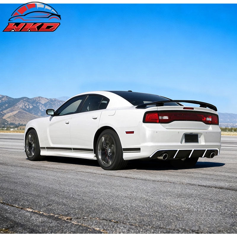 For 12-14 Dodge Charger SRT8 OE Style Rear Lip Diffuser w/ White Reflective Tape
