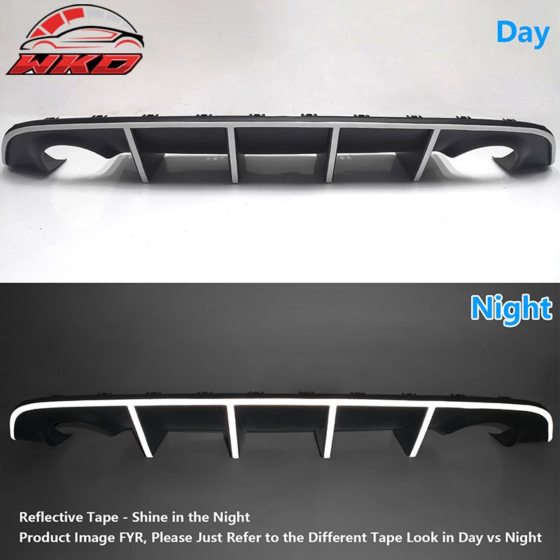 For 12-14 Dodge Charger SRT8 OE Style Rear Lip Diffuser w/ White Reflective Tape