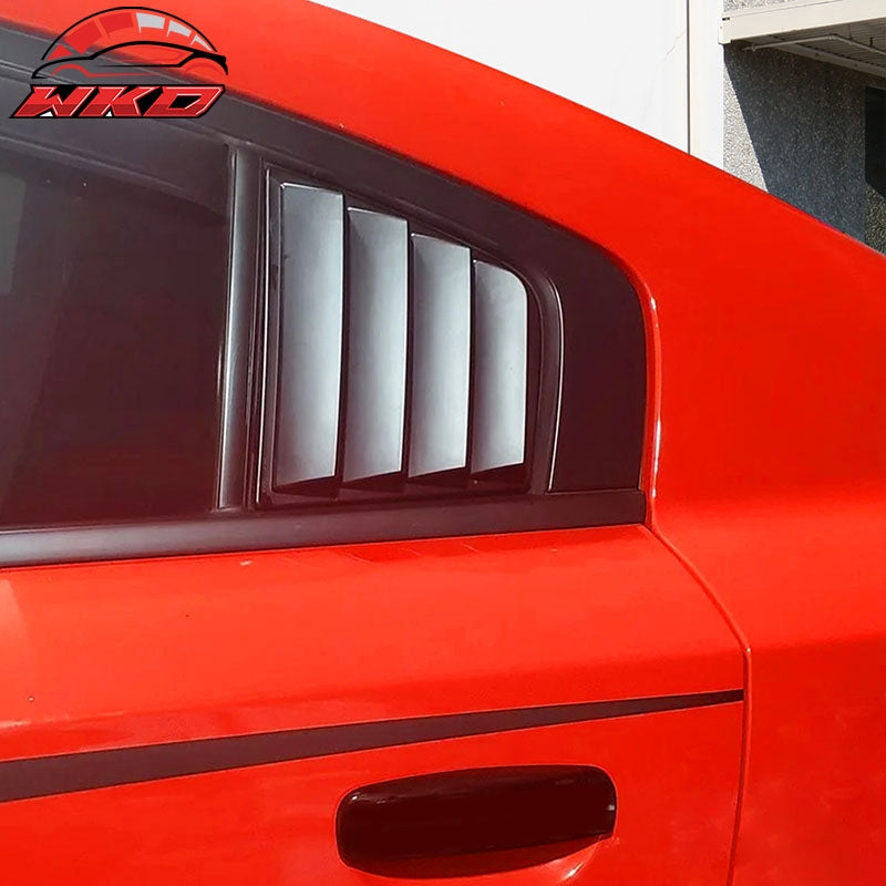 Fits 11-23 Dodge Charger V1 Style Side Window Scoop Louver Cover Matte Black PP