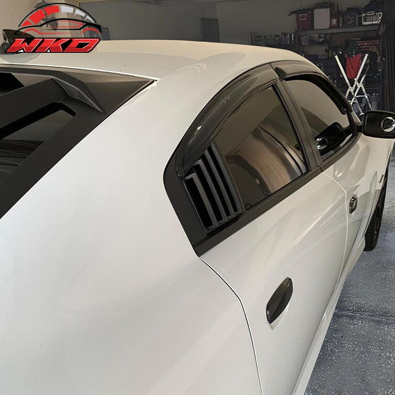 Fits 11-23 Dodge Charger V1 Style Side Window Scoop Louver Cover Matte Black PP