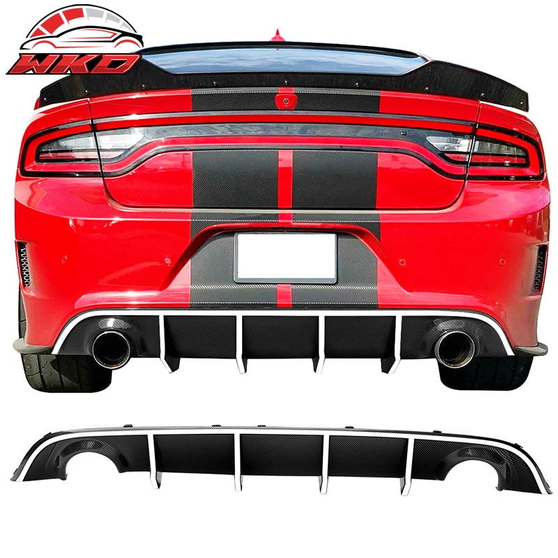 Fits 15-23 Dodge Charger V2 Rear Diffuser Carbon Fiber Print W/Reflective Tape