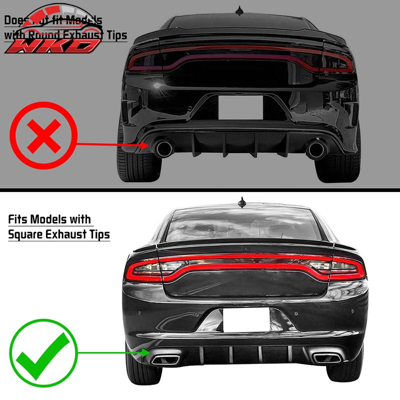 Fits 15-23 Dodge Charger V2 Style Rear Diffuser Bumper Lip Carbon Fiber Print PP