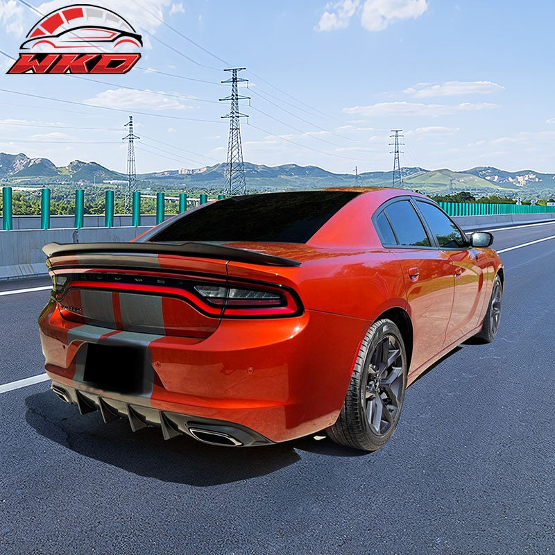 Fits 15-23 Dodge Charger V2 Style Rear Diffuser Bumper Lip Gloss Black - PP