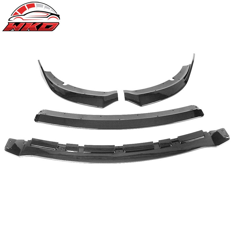 Fits 15-23 Dodge Charger V3 Style 4PCS Front Bumper Lip Spoiler ABS Gloss Black