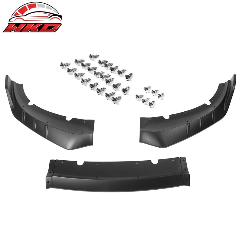 Fits 15-23 Dodge Charger V3 Style Front Bumper Lip Spoiler Matte Black ABS 3PCS