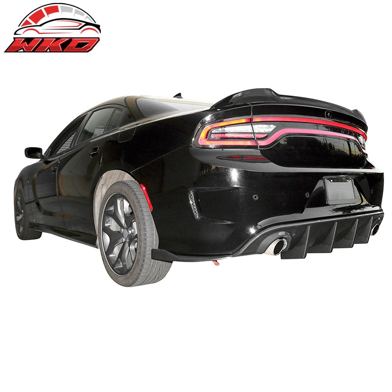 Fits 15-23 Dodge Charger V3 Style Gloss Black Rear Trunk Spoiler Lip Wing ABS