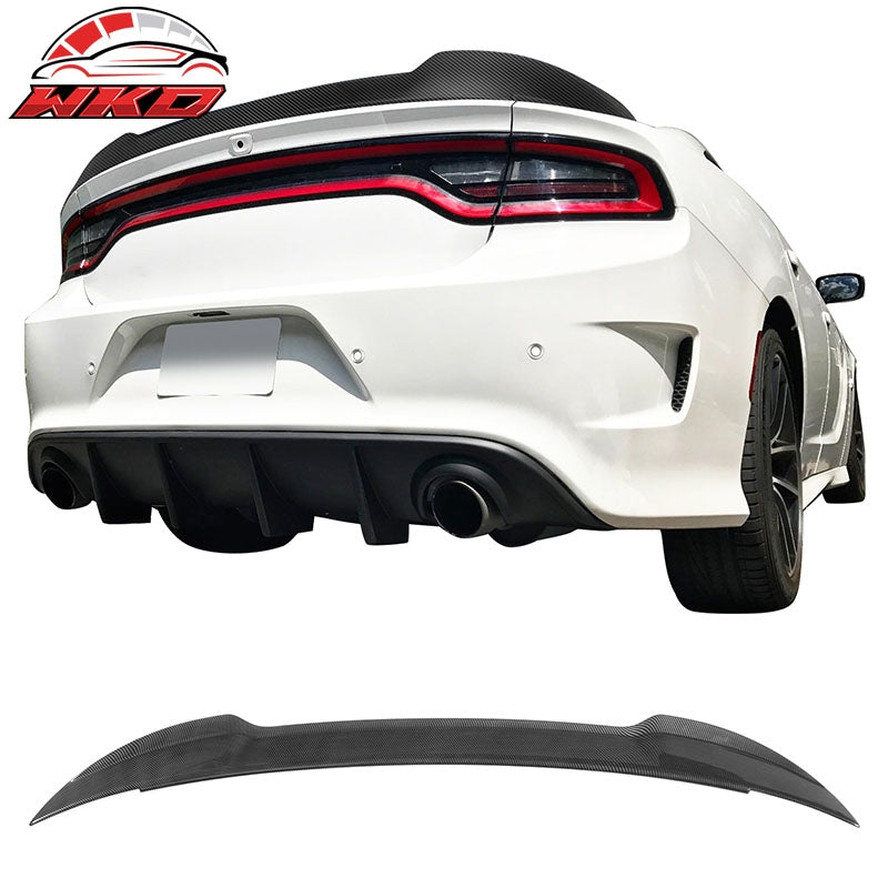 Wholesale 11-14 Dodge Charger V3 Style Rear Trunk Spoiler Wing Carbon Fiber Print ABS - Wikond Auto