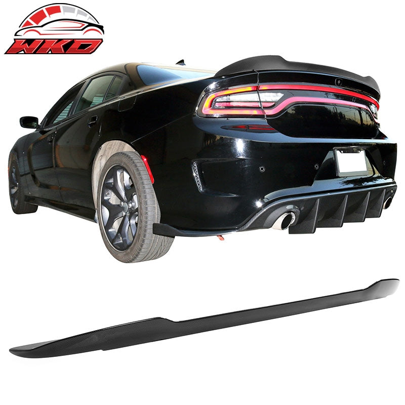 Wholesale 15-23 Dodge Charger V3 Style Carbon Fiber Print Rear Trunk Spoiler Wing Lip Default Title - Wikond Auto