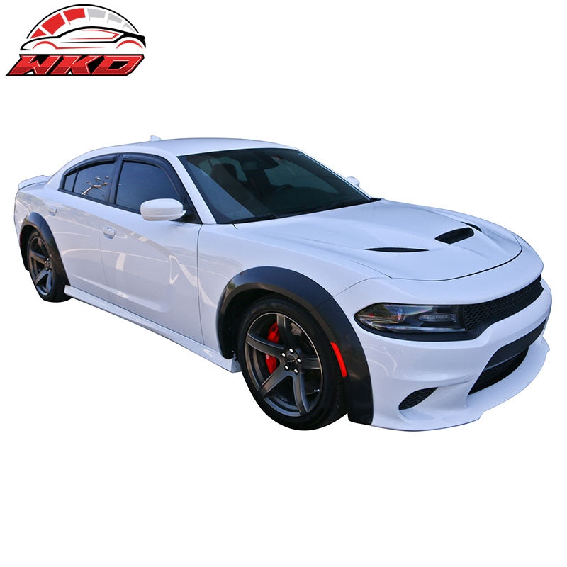 Fits 15-23 Dodge Charger Widebody Style Gloss Black Fender Flares Cover 10PC ABS
