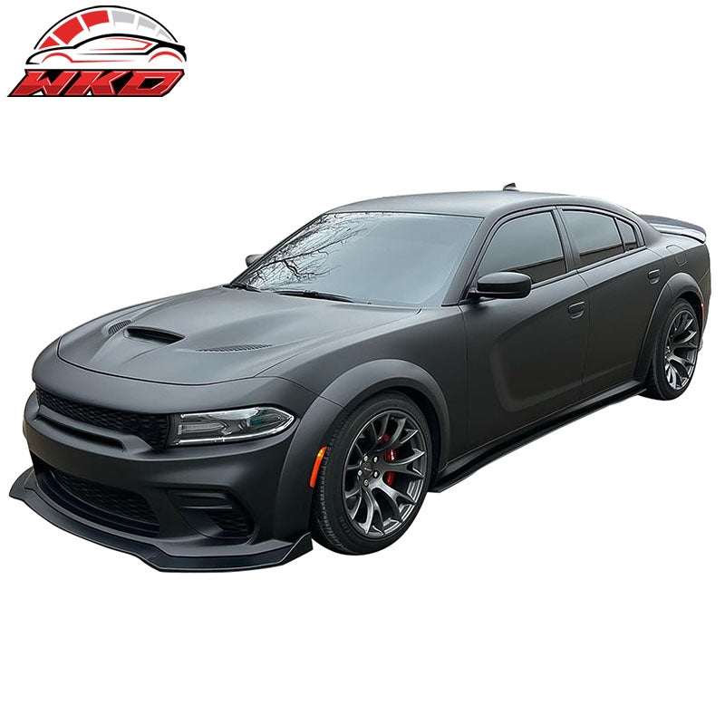 Fits 20-23 Dodge Charger Widebody IKON Style Matte Black Front Bumper Lip 3PCS