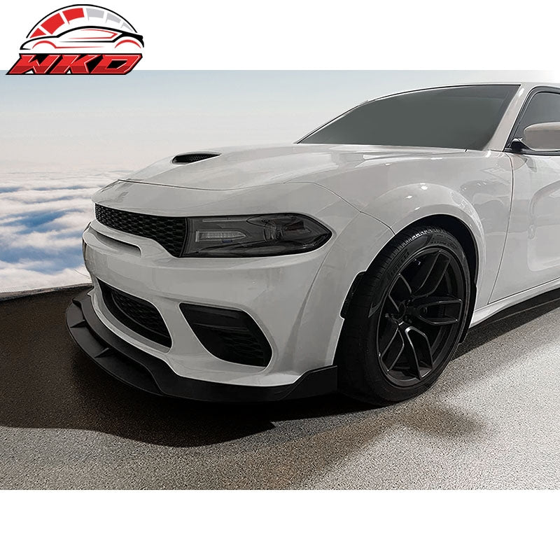Fits 20-23 Dodge Charger Widebody IKON Style Matte Black Front Bumper Lip 4PCS