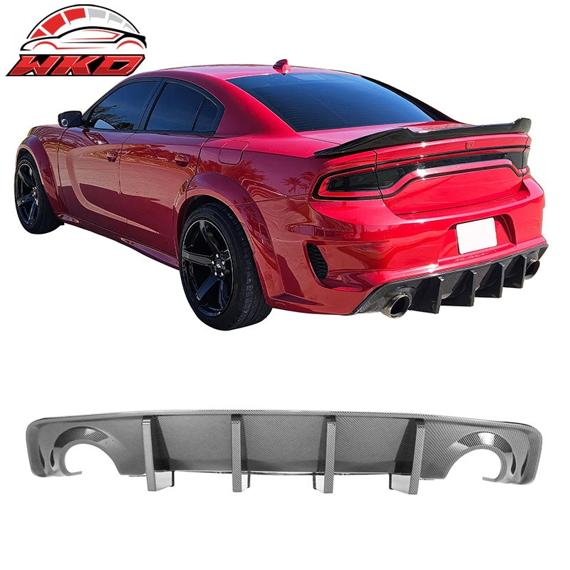 Wholesale 20-23 Dodge Charger Widebody IKON Style Rear Diffuser PP Carbon Fiber Print Carbon Fiber Hydro Dip (Gloss Smooth Finish) - Wikond Auto