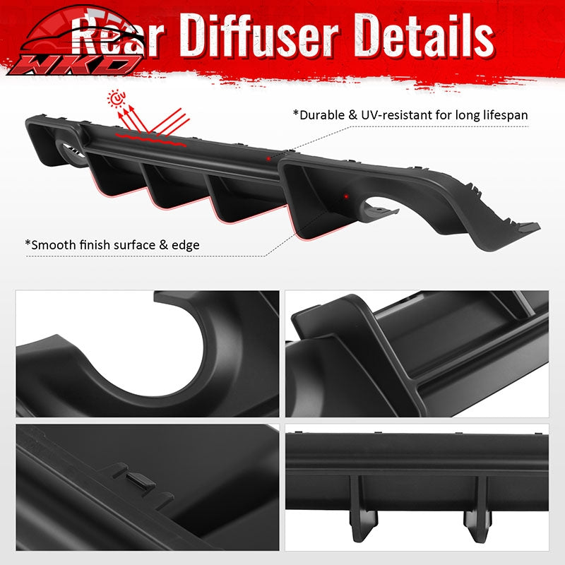 Fits 20-23 Dodge Charger Widebody IKON V4 Style Rear Bumper Diffuser Matte Black
