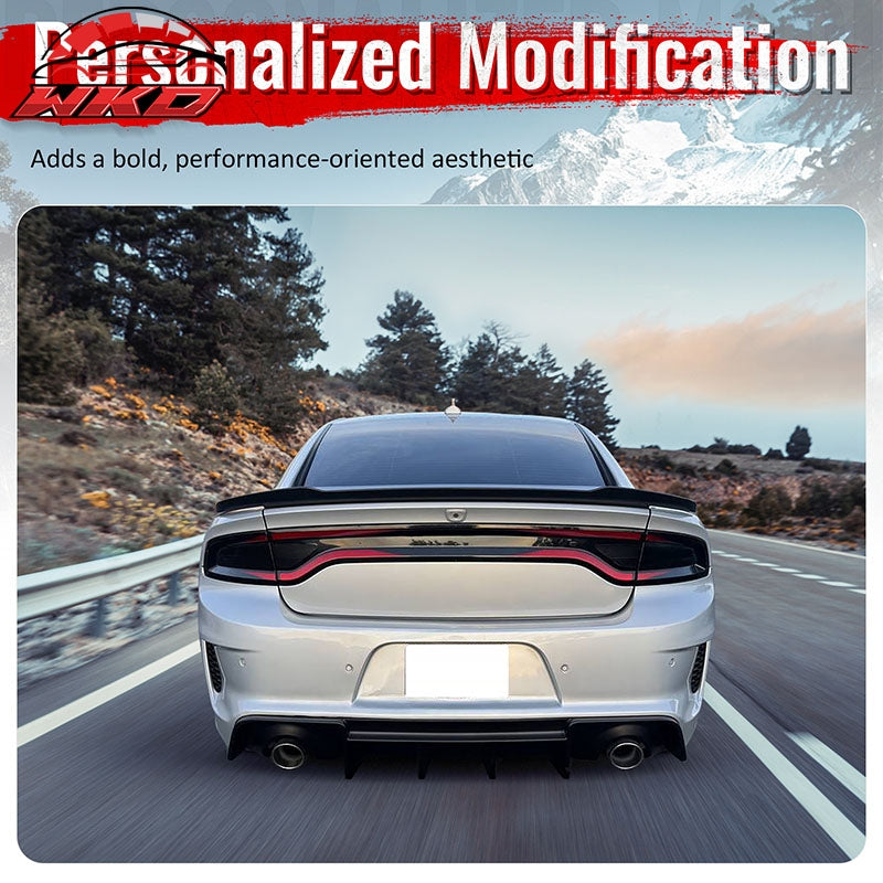 Fits 20-23 Dodge Charger Widebody IKON V4 Style Rear Bumper Diffuser Matte Black