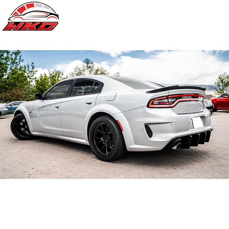 Fits 20-23 Dodge Charger Widebody IKON Style Rear Bumper Diffuser PP Matte Black