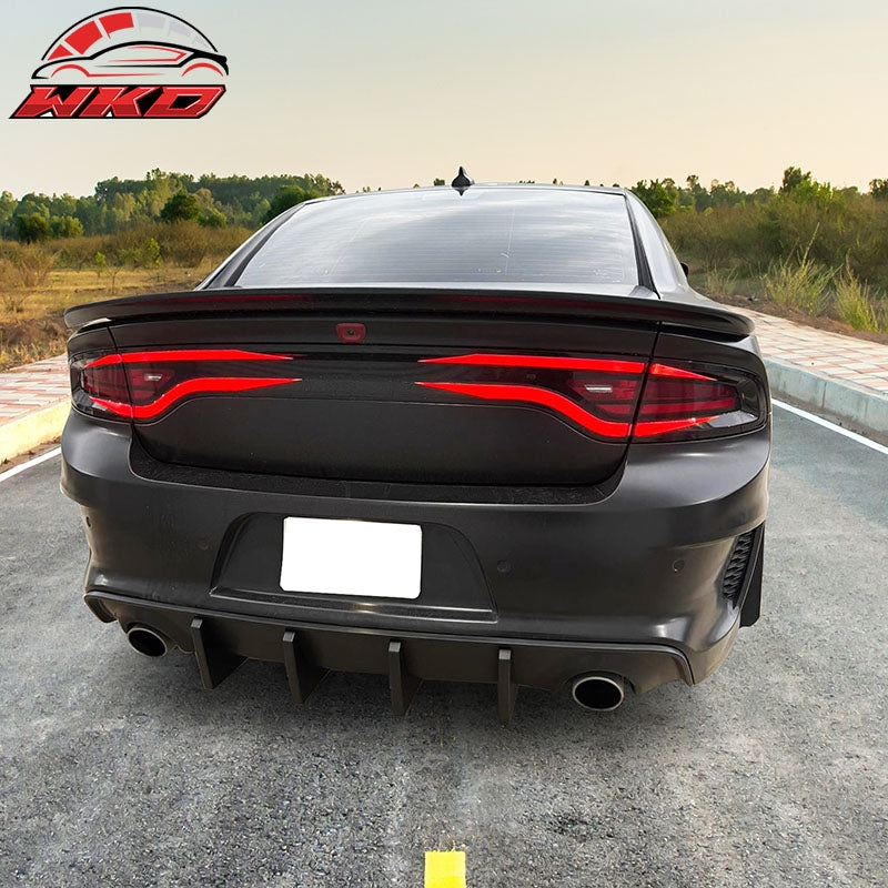Fits 20-23 Dodge Charger Widebody IKON Style Rear Bumper Diffuser PP Matte Black