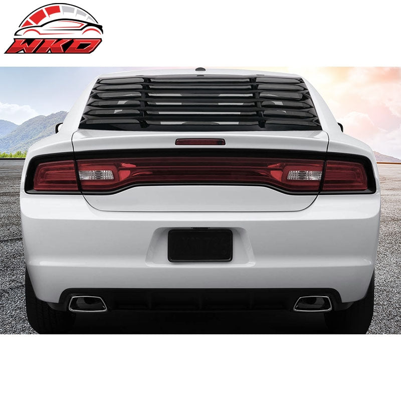 Fits 11-23 Dodge Charger IKON Style Window Louvers Cover Gloss Black 2PCS