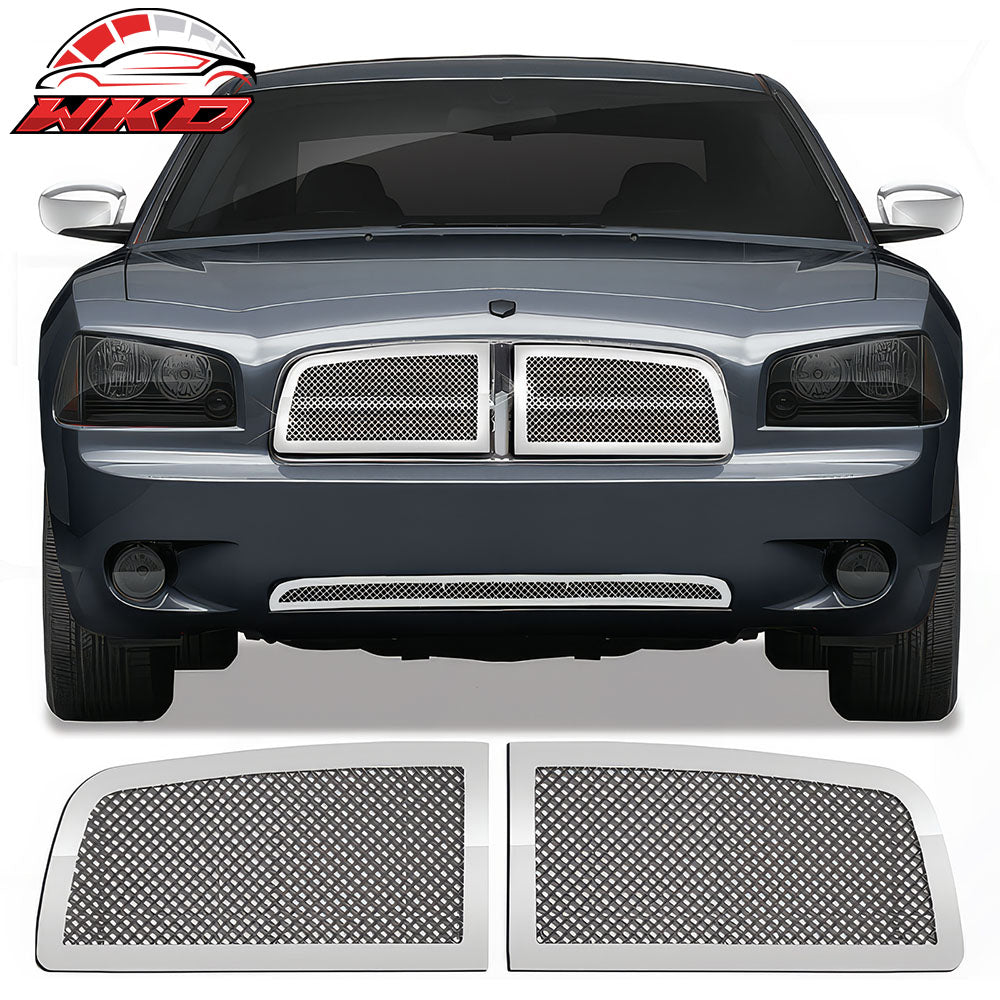 Fits 06-10 Dodge Charger Mesh Style Chrome Front Insert Grille Stainless Steel