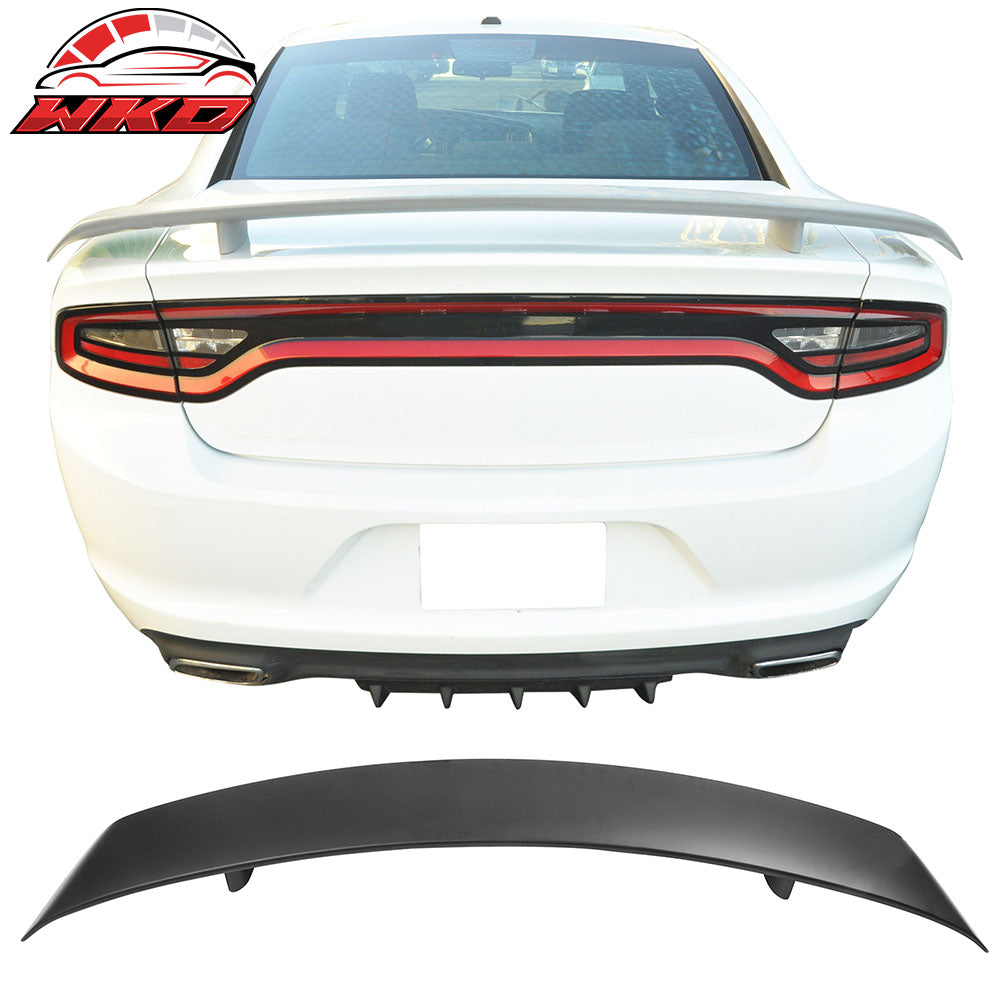 Fits 11-23 Dodge Charger Rear Trunk Spoiler Wing Lip Primer Matte Black - ABS