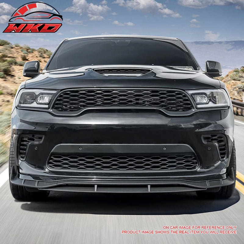Fits 21-26 Dodge Durango Hellcat Front Bumper Lip Carbon Fiber Print Spoiler 4PC