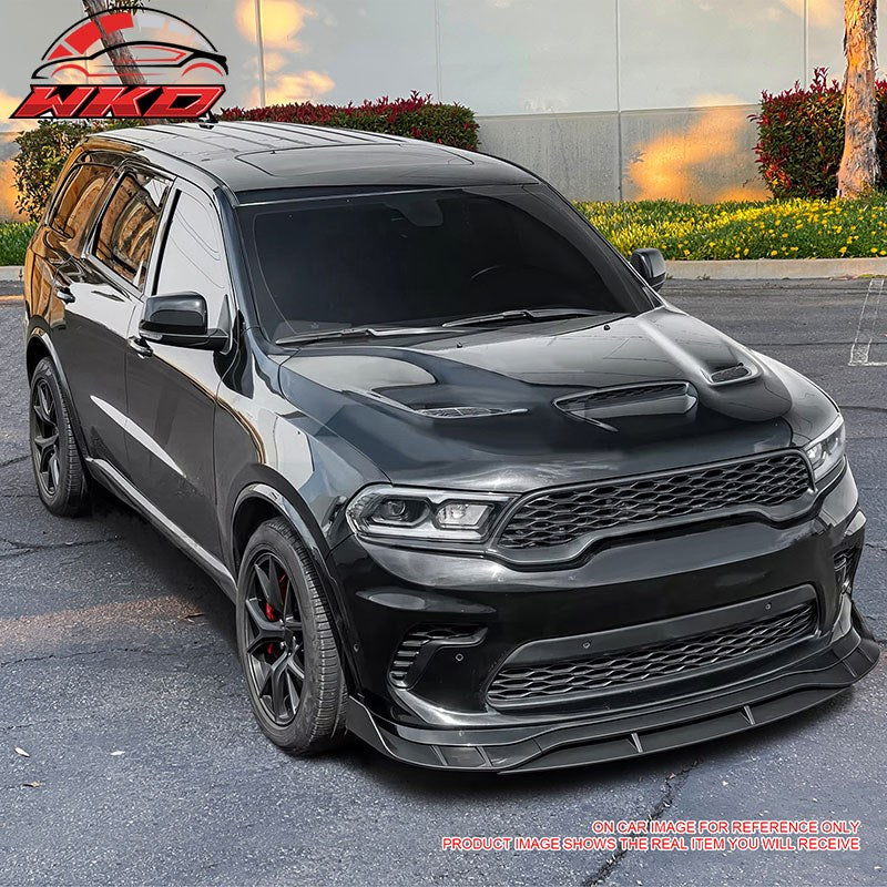 Fits 21-26 Dodge Durango Hellcat Front Bumper Lip Carbon Fiber Print Spoiler 4PC