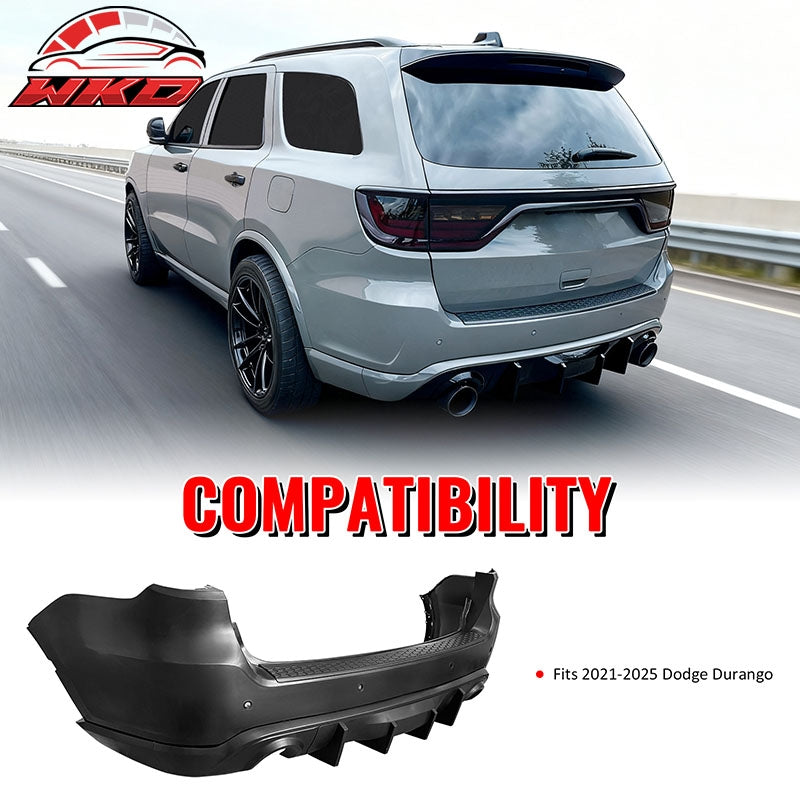 Fits 21-25 Dodge Durango Hellcat Rear Bumper Cover W/V2 Diffuser + Step Plate