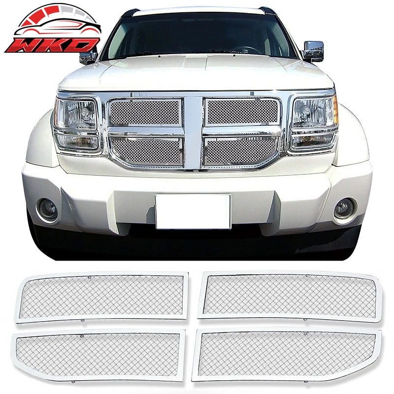 Wholesale 2007-2012 Dodge Nitro Front Bumper Upper Mesh Grille Insert Chrome 4PCS