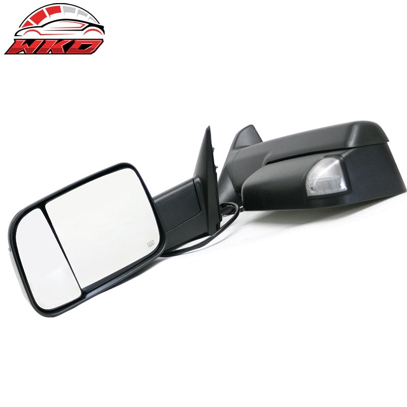 Fits 09-23 Dodge Ram 1500 2500 3500 Power Signal Towing Mirrors Texture Black