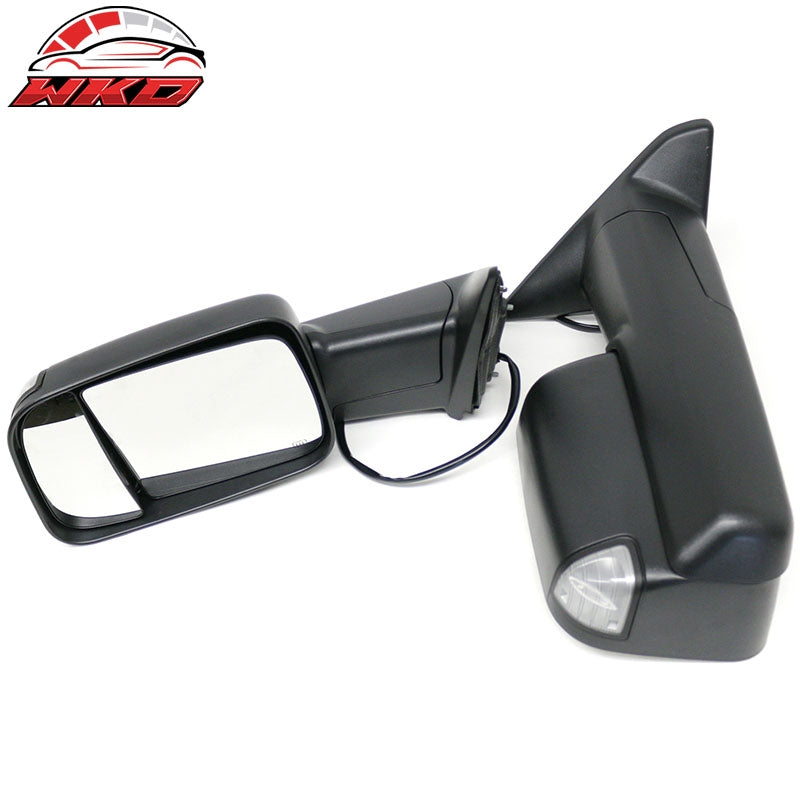 Fits 09-23 Dodge Ram 1500 2500 3500 Power Signal Towing Mirrors Texture Black