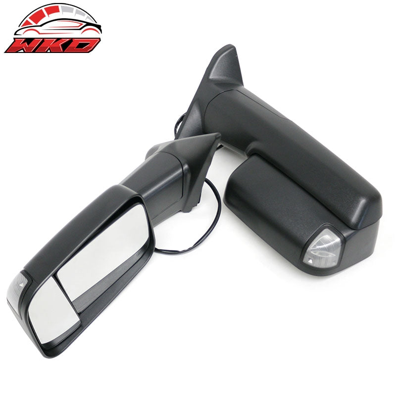 Fits 09-23 Dodge Ram 1500 2500 3500 Power Signal Towing Mirrors Texture Black