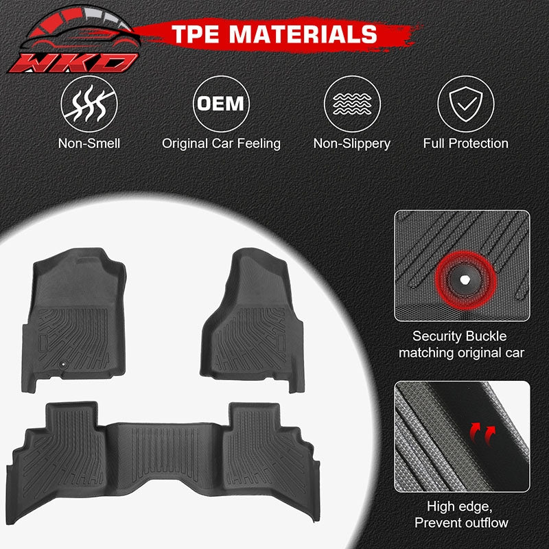 Fits 02-09 Dodge Ram 1500 2500 3500 Quad Cab Anti-Slip Floor Mats TPE Carpets