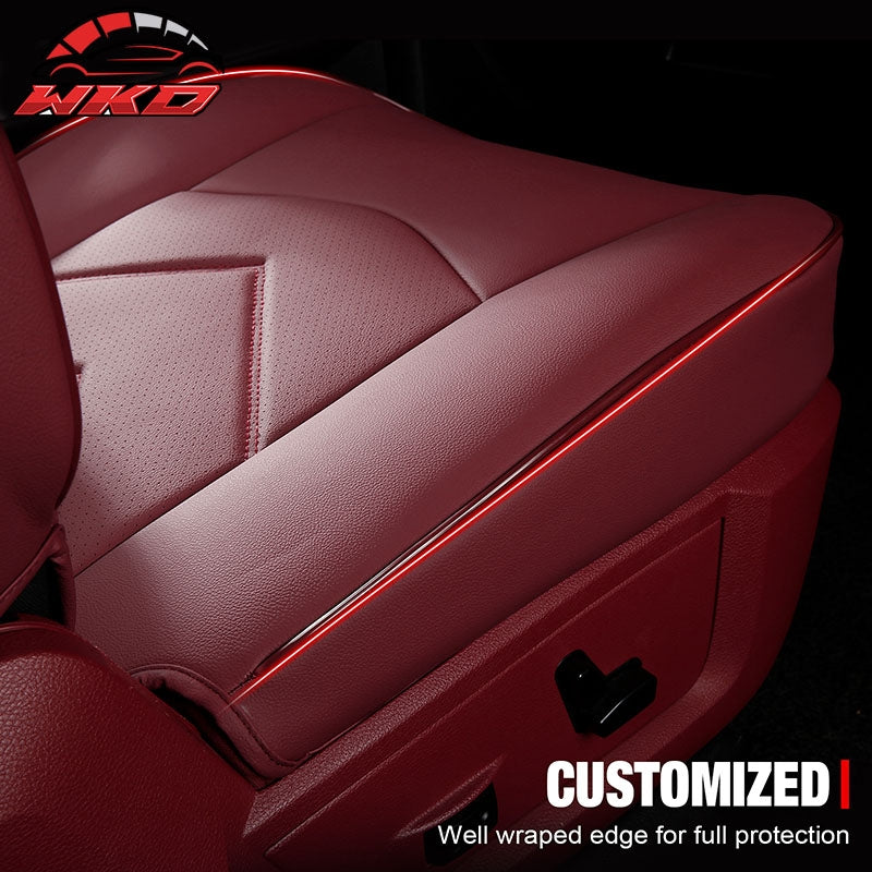 Fits 19-26 Dodge Ram 1500 Crew Cab Pickup Front Row Seat Covers Red Protector