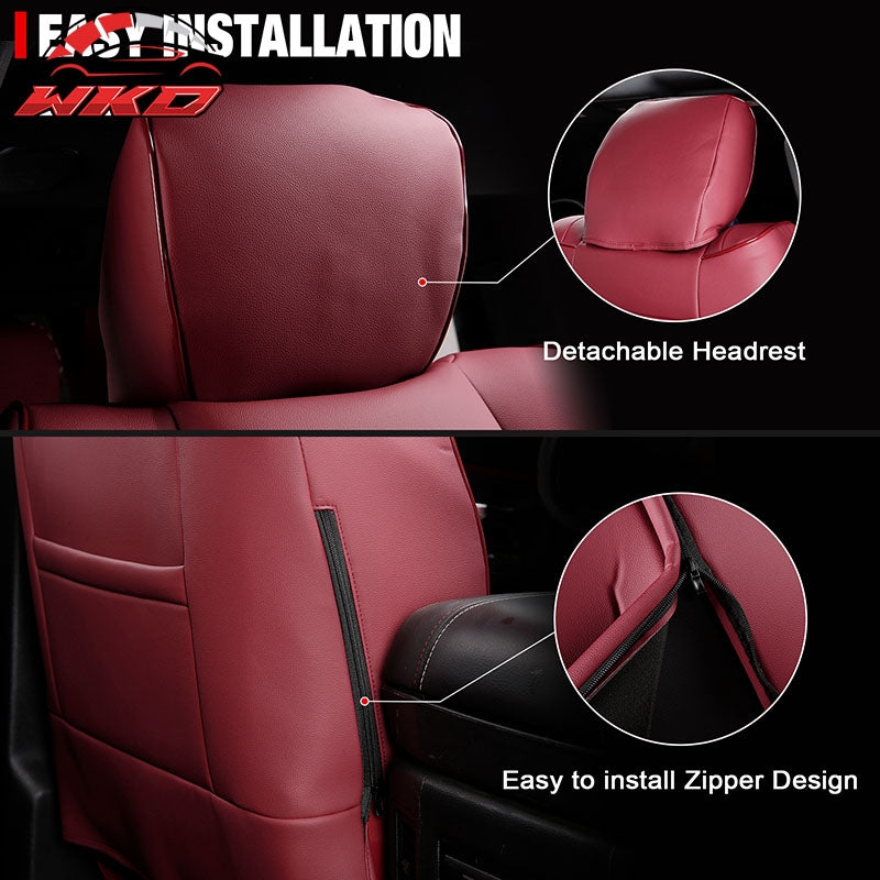 Fits 19-26 Dodge Ram 1500 Crew Cab Pickup Front Row Seat Covers Red Protector