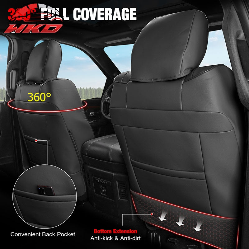 Fits 19-26 Dodge Ram 1500 Crew Cab Pickup Front Row Seat Covers Black Protector