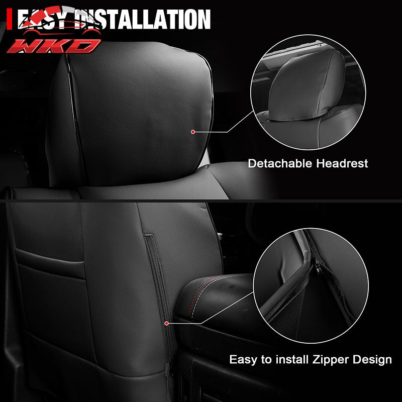 Fits 19-26 Dodge Ram 1500 Crew Cab Pickup Front Row Seat Covers Black Protector