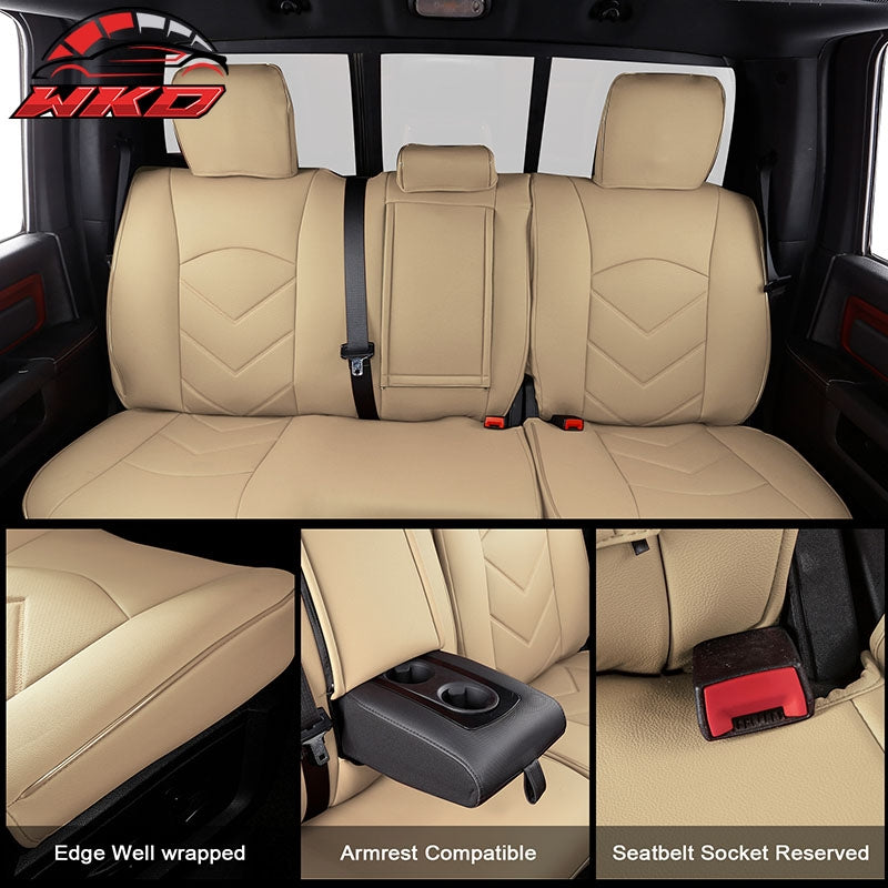 Fits 19-26 Dodge Ram 1500 Crew Cab Pickup Seat Covers Full Set Protector Beige
