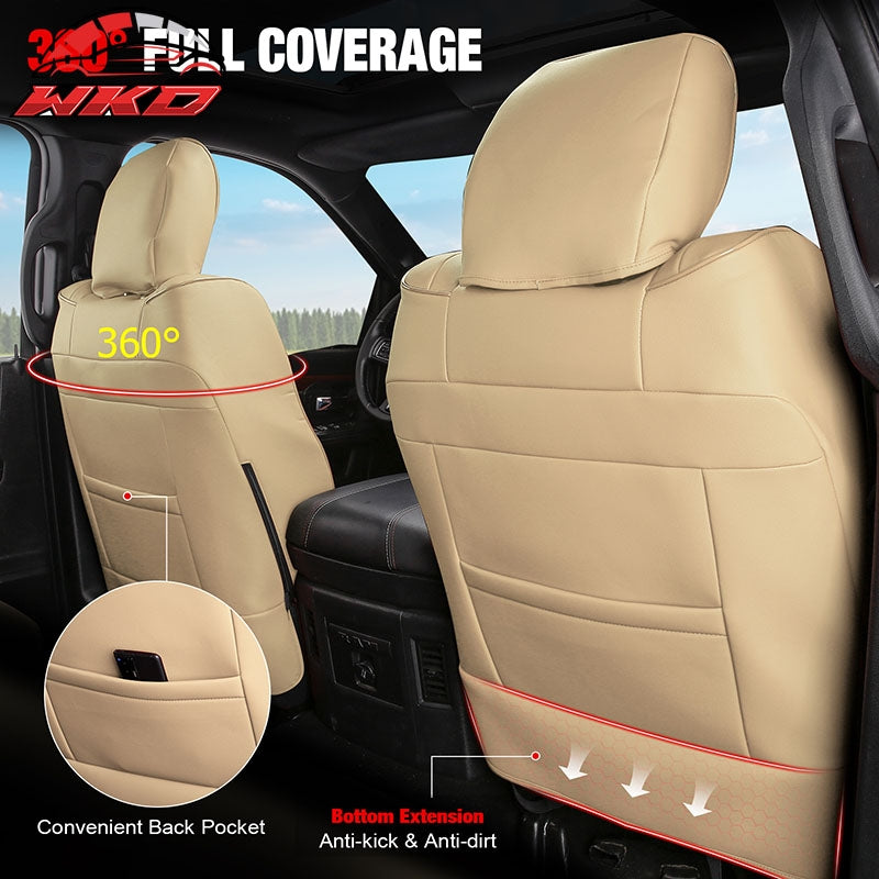 Fits 19-26 Dodge Ram 1500 Crew Cab Pickup Seat Covers Full Set Protector Beige