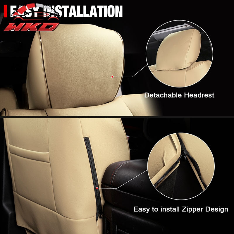 Fits 19-26 Dodge Ram 1500 Crew Cab Pickup Seat Covers Full Set Protector Beige