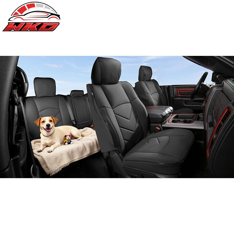 Fits 19-26 Dodge Ram 1500 Crew Cab Pickup Seat Covers Full Set Protector Black