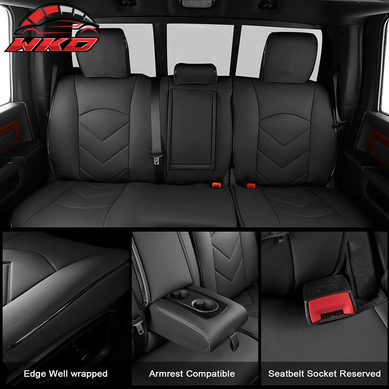 Fits 19-26 Dodge Ram 1500 Crew Cab Pickup Seat Covers Full Set Protector Black