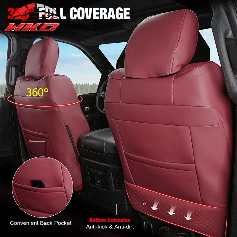 Fits 19-26 Dodge Ram 1500 Crew Cab Pickup Seat Covers Full Set Red Protector