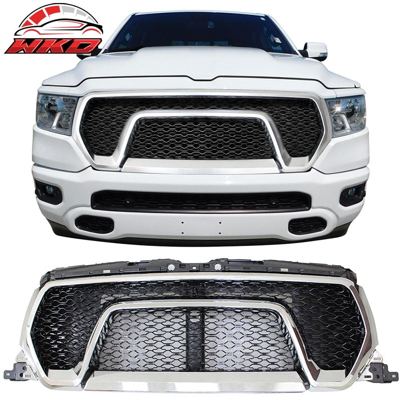 Wholesale 19-24 Dodge Ram 1500 Rebel Style Front Bumper Hood Mesh Grille - Chrome