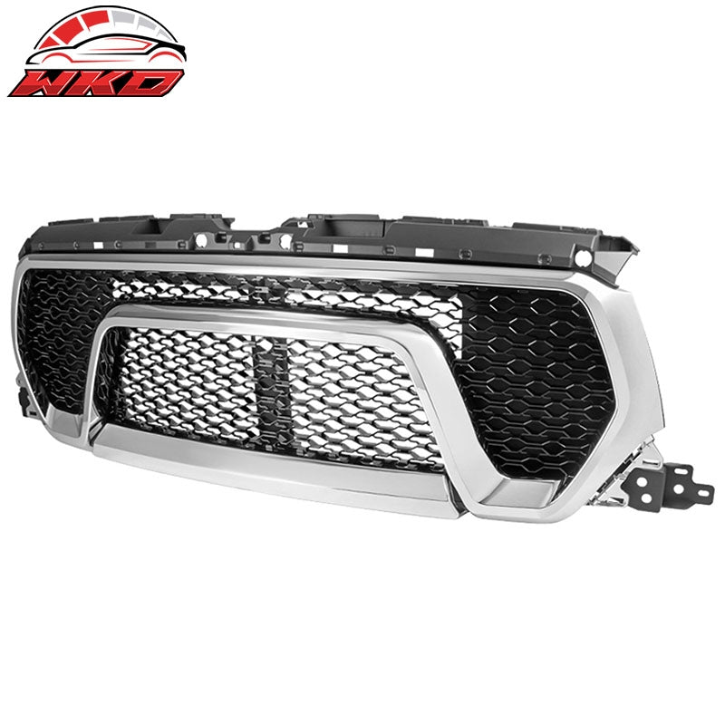 Fits 19-24 Dodge Ram 1500 Rebel Style Front Bumper Hood Mesh Grille - Chrome