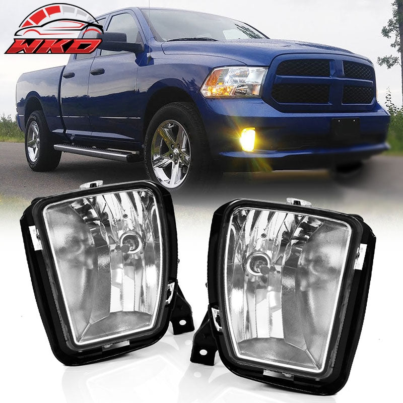Fits 13-24 Dodge Ram 1500 Front Bumper Fog Lights Clear Driving Lamps w/ Bulb