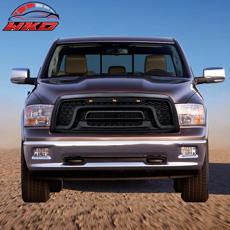 Fits 09-12 Dodge Ram 1500 Front Upper Grille Guard W/Signal Lights Matte Black