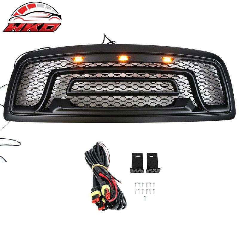 Fits 09-12 Dodge Ram 1500 Front Upper Grille Guard W/Signal Lights Matte Black