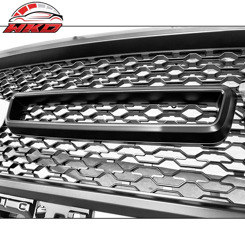 Fits 19-24 Dodge Ram 1500 Front Bumper Hood Mesh Grille W/ White LED Matte Black