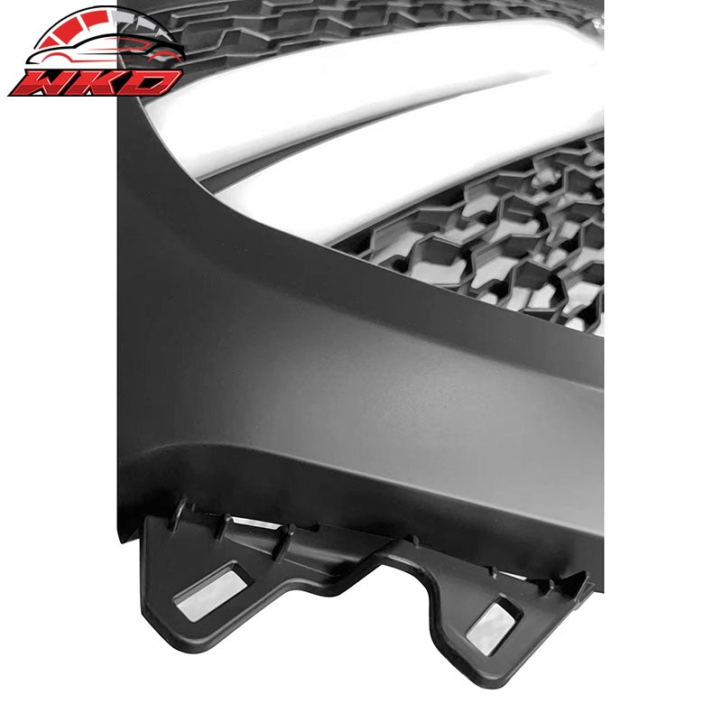 Fits 19-24 Dodge Ram 1500 Front Bumper Hood Mesh Grille W/ White LED Matte Black