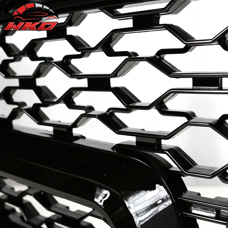 Fits 19-24 Dodge Ram 1500 Front Bumper Upper Mesh Grille W/White LED Gloss Black